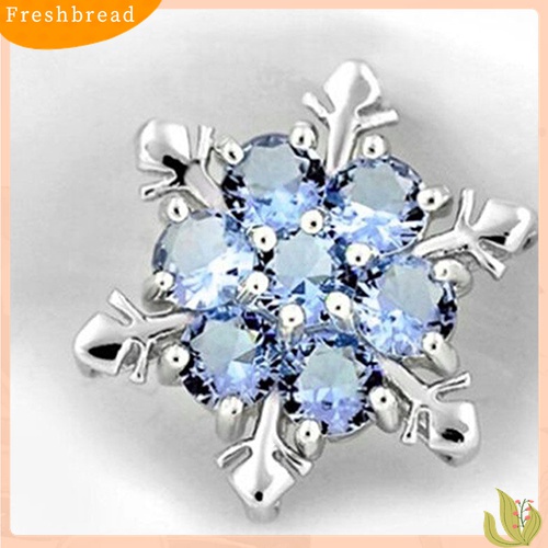 ? Fresh ? Kalung Lapis Silver Liontin Snowflake Hias Berlian Imitasi Berkilau untuk Wanita