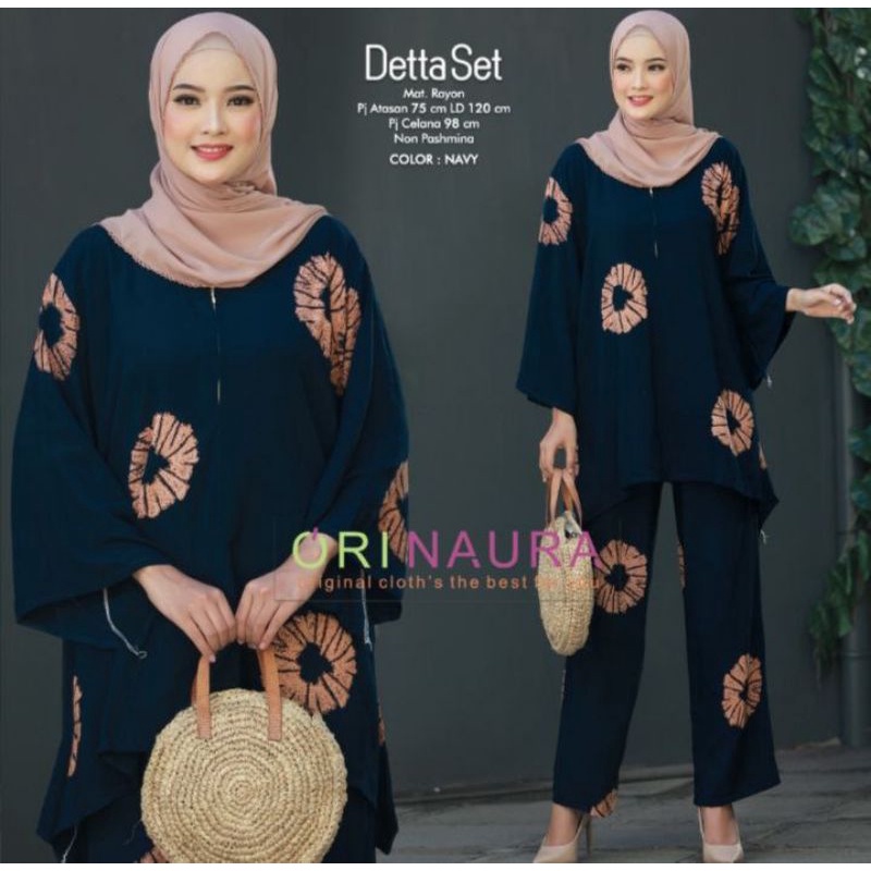 Setelan Batik Jumbo Ld 130 Setelan Wanita Waka Waka Set Piyama Tiedye Detta Set Navy