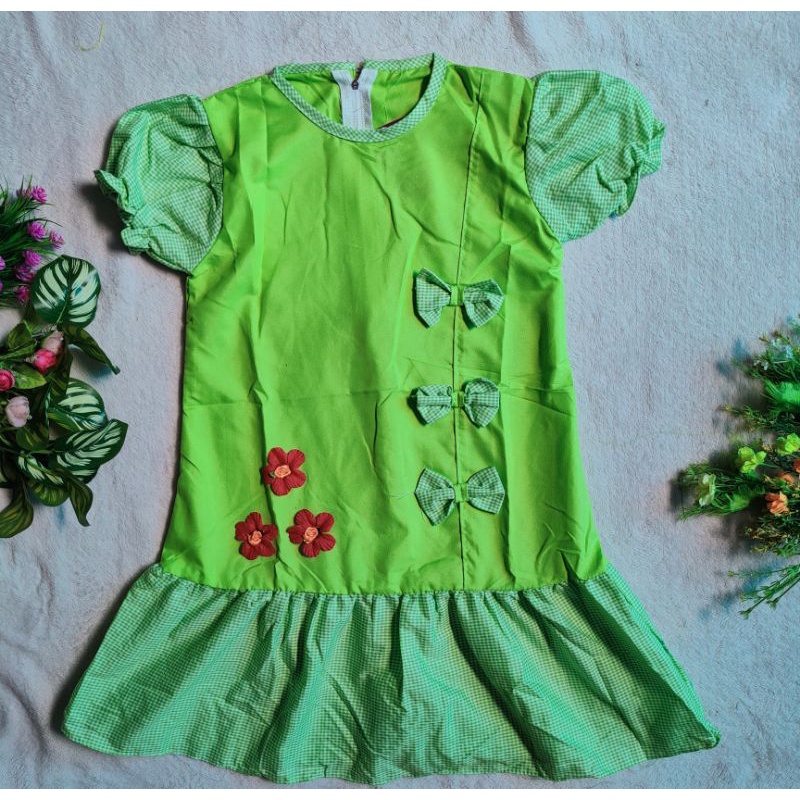 Dress anak cewek 6 7 8 Tahun baju anak perempuan katun bagus terbaru viral Tree bunga pita ciwi