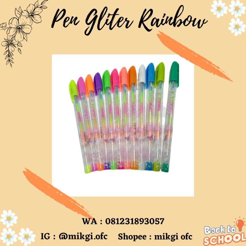 

Pulpen Glitter Rainbow ||pulpen warna warni