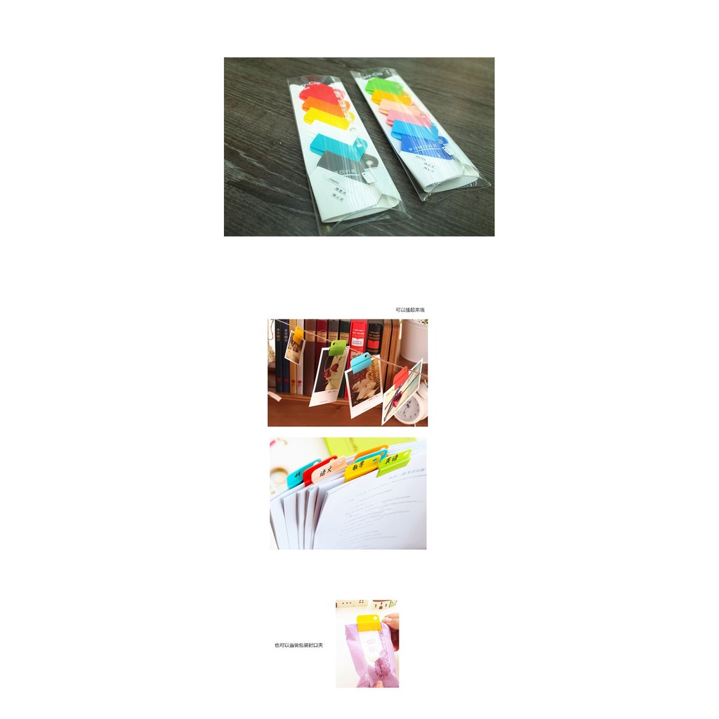 TBI 6pc Pembatas Penanda Buku Rainbow Easy Clip Paper Folder Memo Bookmark