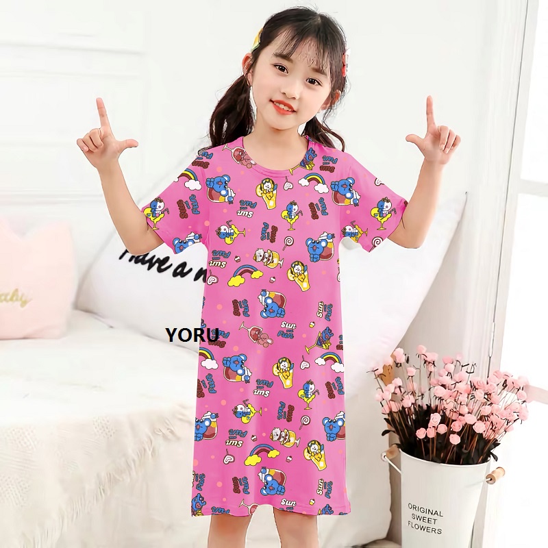 Pamelo Baju Tidur Anak Daster Perempuan Usia 2 - 7 Tahun Terusan Dress Anak Baju Tidur Anak