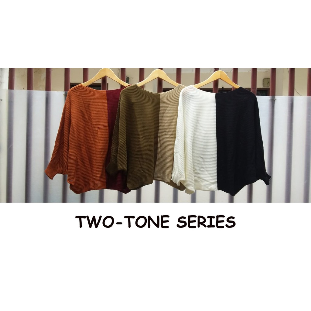 Atasan Rajut Jumbo Wanita Outerwear Blouse Batwing Oversize Lasperal Knit Prily Batwing Kalong Monochrome-8