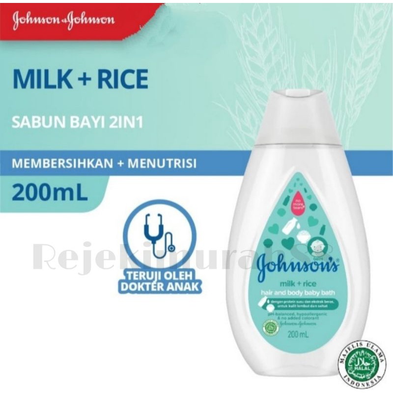 Johnsons Milk Rice Hair &amp; Body Baby Bath/Sabun Bayi 2in1 500ml pump/ Refill 400ml dan 200ml/Sabun Mandi Bayi