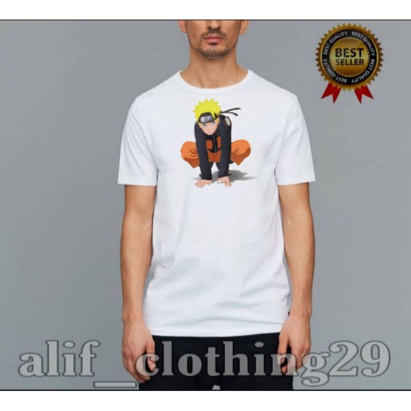 baju kaos putih T-shrit NARUTO bisa custem