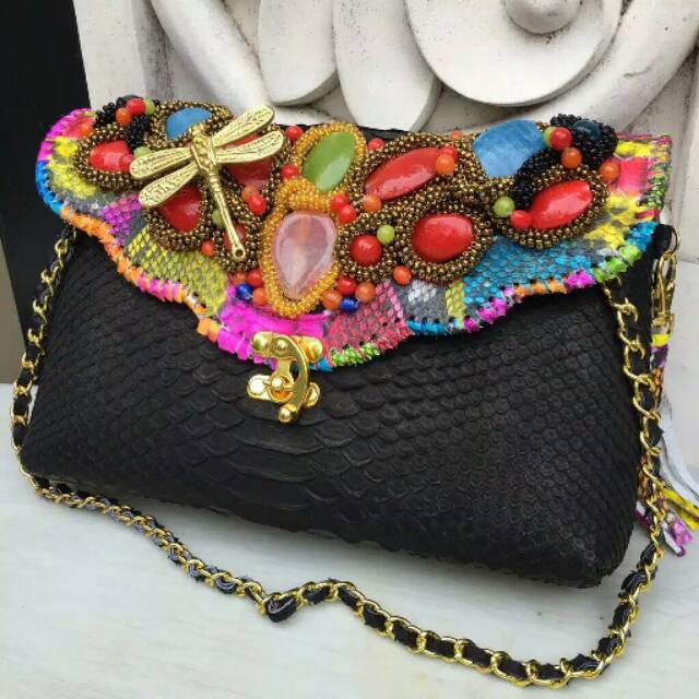 clutch pesta kulit ular python asli/tas pesta