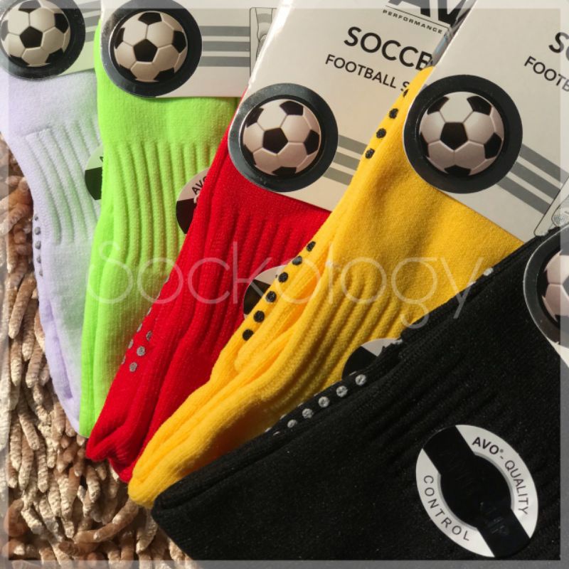 (Min 3pcs @21.750) Kaos kaki bola AVO selutut Anti slip (R8) Soccer sock