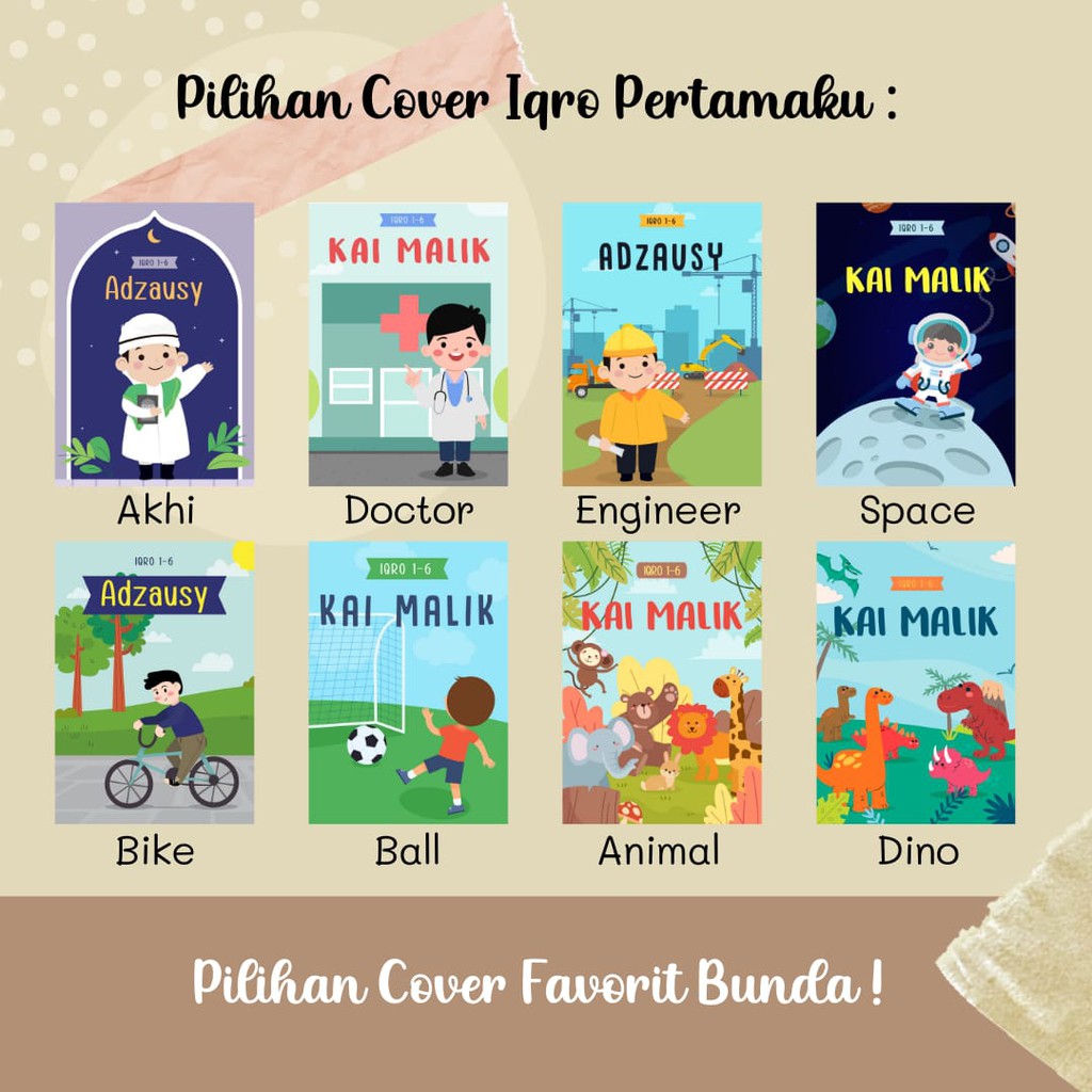 Buku Iqro dan Juz Amma Anak Custom Hardcover A5 (Pre Order)