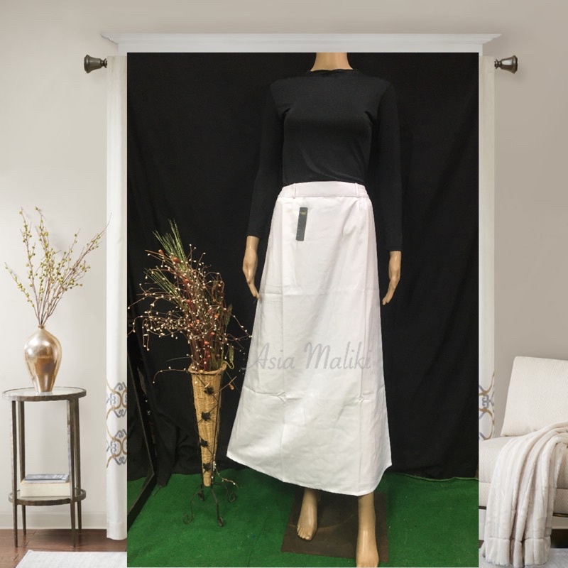 Rok Bahan Merk FIRDAUS Rok KURNIA YS  Rok dasar Rok A (ADA KANTONG DAN PINGGANG KARET)-Putih
