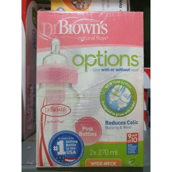 Botol Dr Browns Wide Neck dr brown's option 270ml pink blue biru options