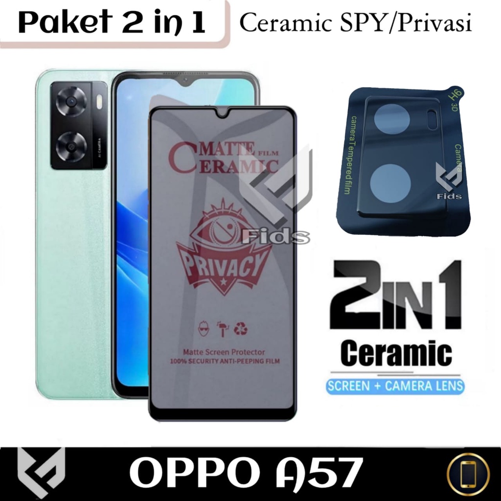 ( PROMO PAKET 2IN1 ) OPPO A57/A77s 4G Anti Gores Layar Free Anti Gores Camera Frame Black 3D Premium Screen Guard Handphone