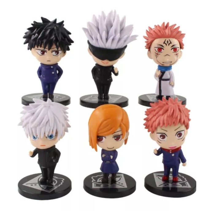 Figure Jujutsu Kaisen Megumi Nobara Yuji Gojo Set 6/Miniatur pajangan