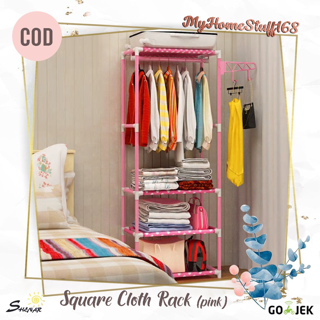 SHENAR &amp; GM GANTUNGAN SULING TEMPEL TEMBOK GANTUNGAN BAJU SERBAGUNA-SQUARE CLOTH RACK