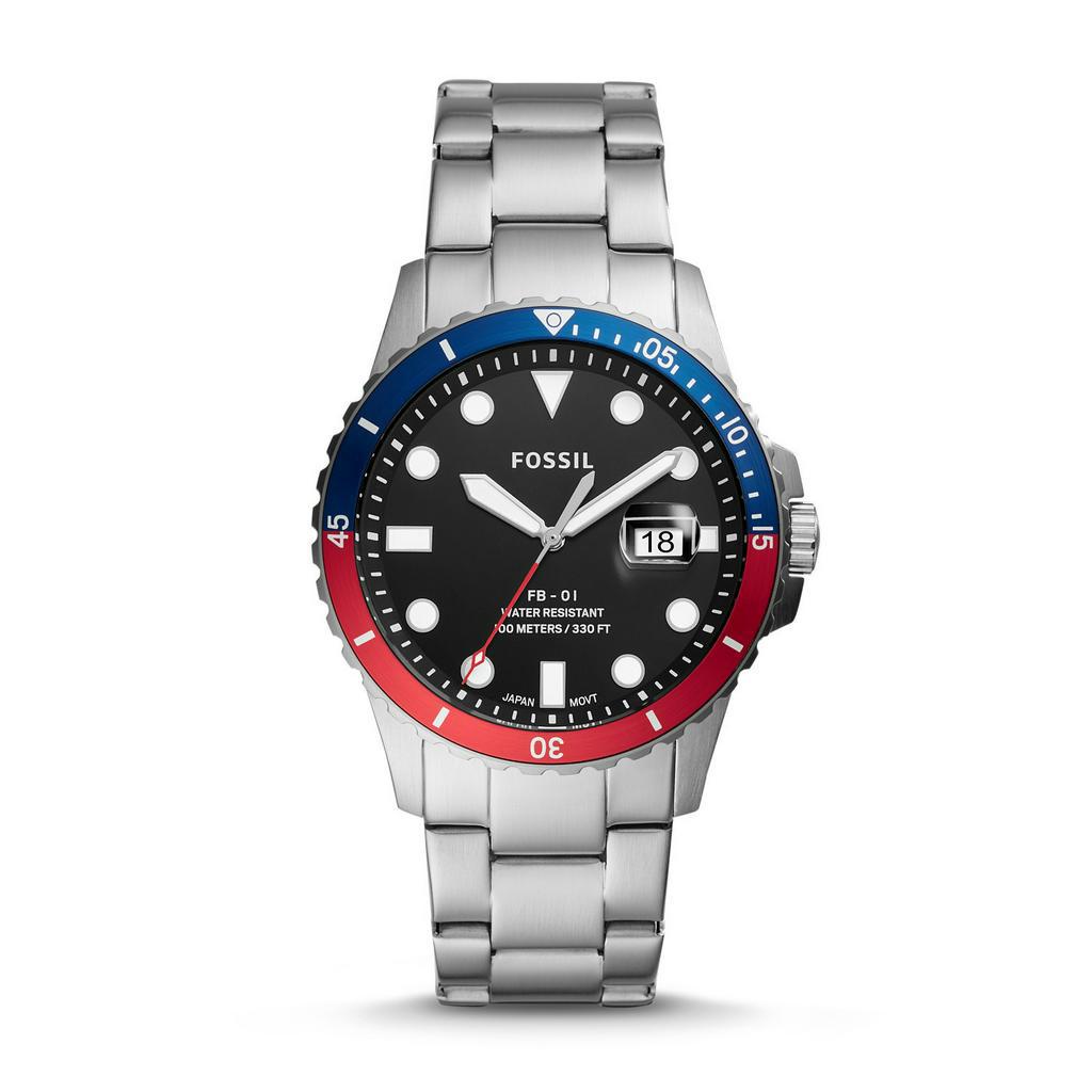 Fossil FB-01 Three-Hand Date Stainless Steel Watch FS5657 Jam Tangan Pria