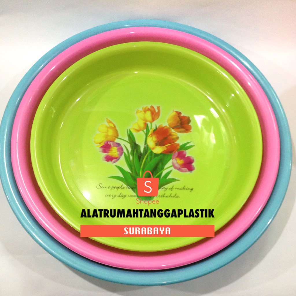 1pc Nampan Bulat Plastik M / Nampan Okinawa / Nampan Kecil Plastik / Lengser Bundar / Baki Teh / Tal