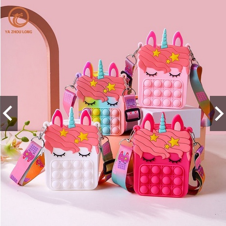 TAS ANAK PONY POP IT JELLY FASHION | TAS SLEMPANG ANAK SLING BAG DOMPET RAINBOW UNICORN