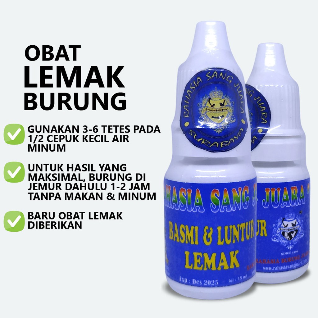 OBAT LUNTUR LEMAK BURUNG KENARI MURAI LOVEBIRD KACER PLECI CUCAK IJO UNTUK SEMUA JENIS BURUNG