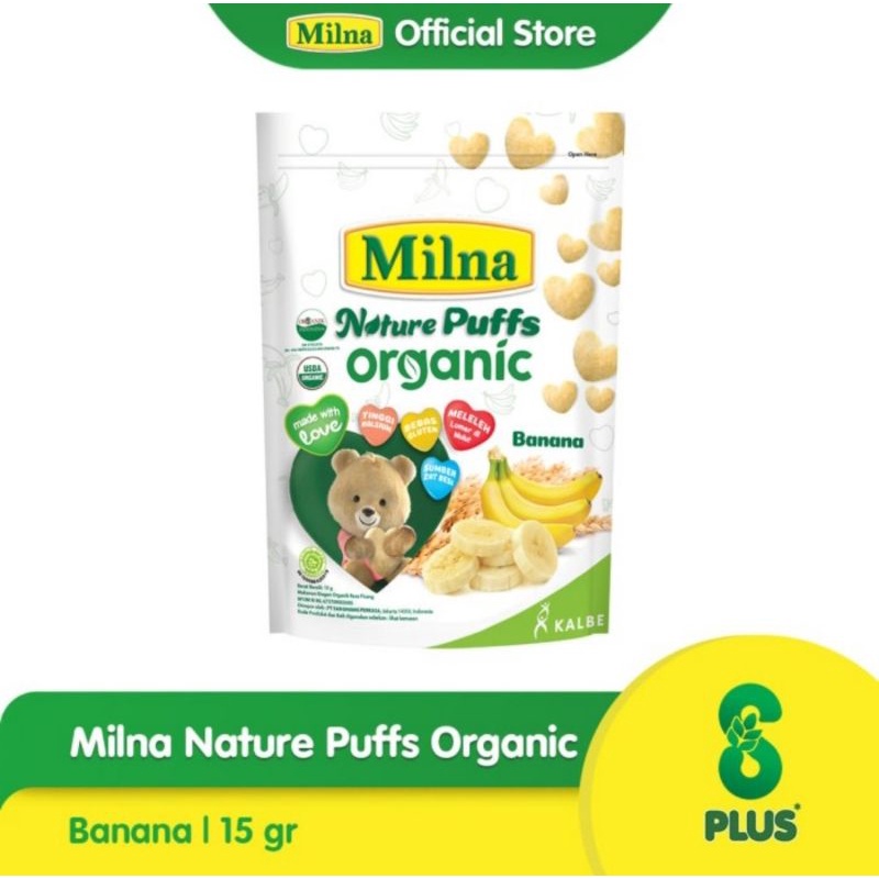 Milna Nature Puffs Organic 15 Gr - Snack Makanan Ringan Bayi &amp; Anak