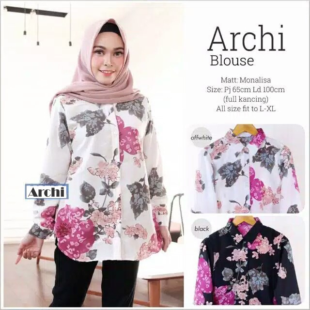 ARCHI / blouse wanita motif bunga // monalisa | Shopee ...