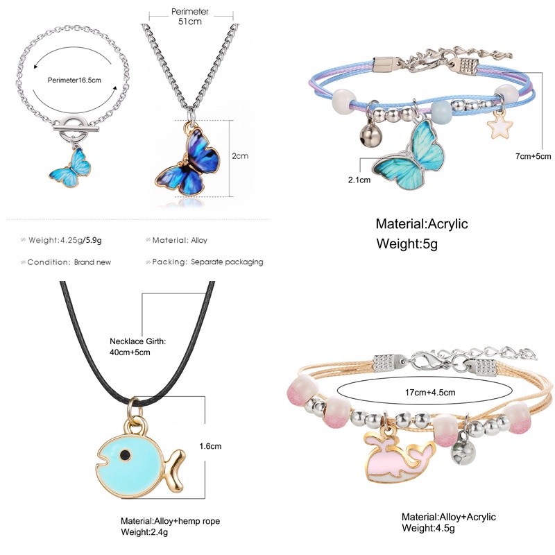 Set Kalung Gelang Desain Mermaid Butterfly Universe Gaya Korea Untuk Wanita