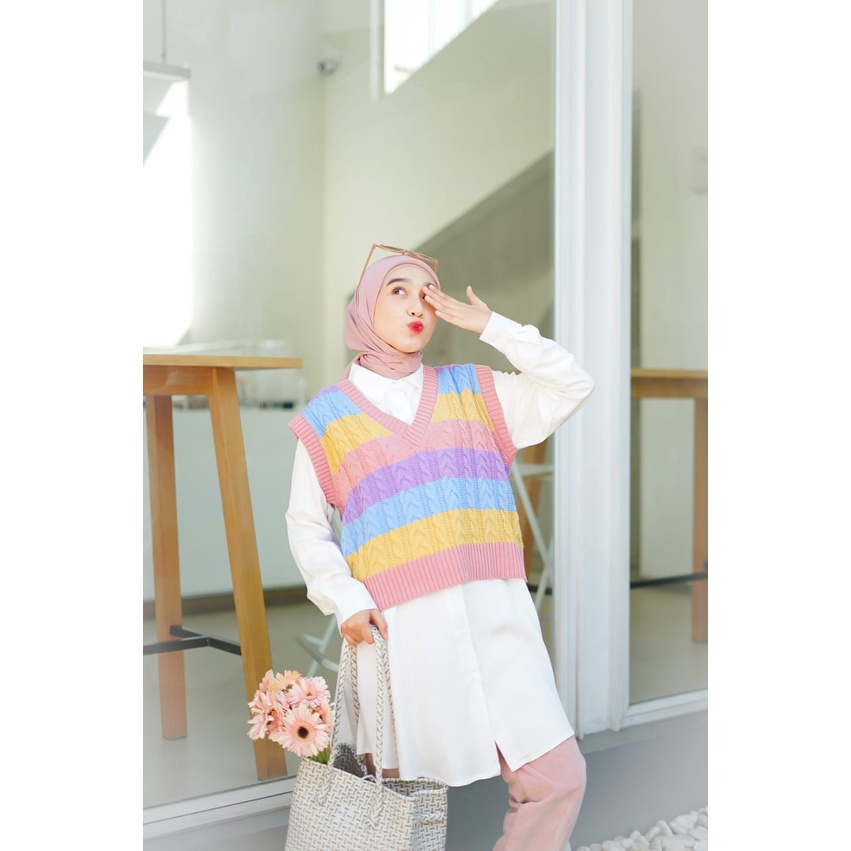 Vest rompi candy cable / outerwear wanita / candy korean vest