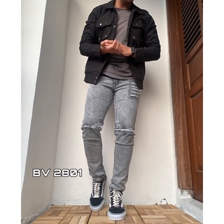 Jual Celana Jeans Sobek Panjang Pria Black Baron Ripped Jual Celana Jeans Sobek Panjang Pria Black Baron Ripped