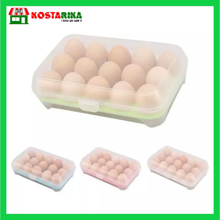 Kotak Telur Portable Atau Box telur Atau Egg Box Atau egg organizer 15 Sekat Tempat Telur Plastik