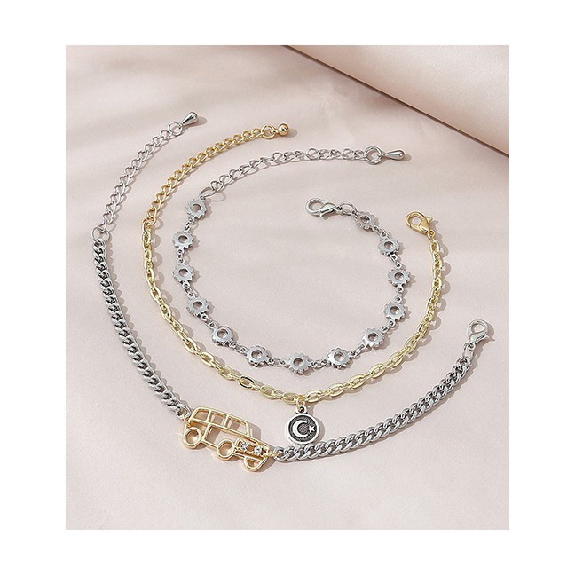 LRC Gelang Fashion Color Mixing Car Diamond-encrusted Geometric Alloy Y65451