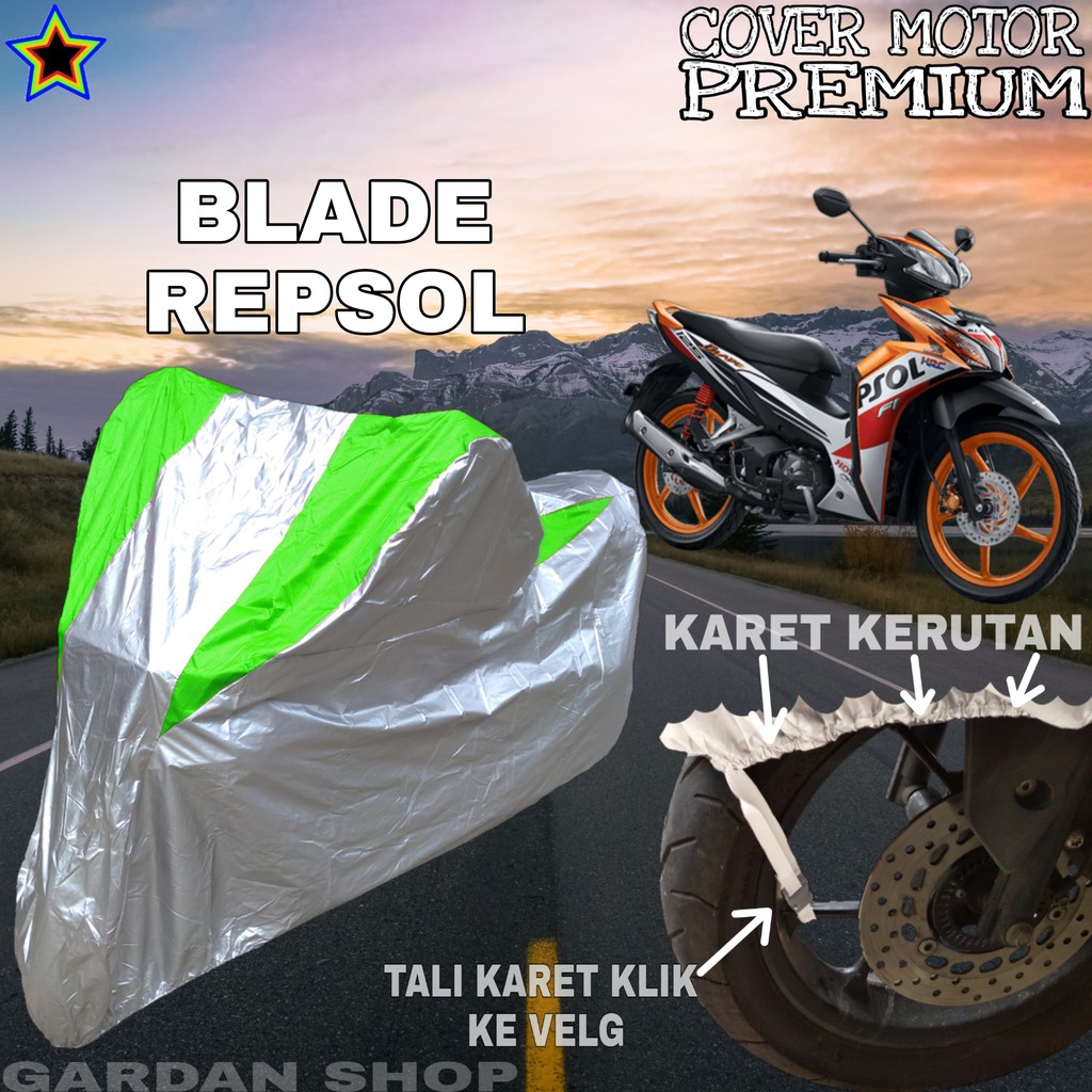 Sarung Motor BLADE REPSOL Silver HIJAU Body Cover Penutup Pelindung Motor Repsol PREMIUM