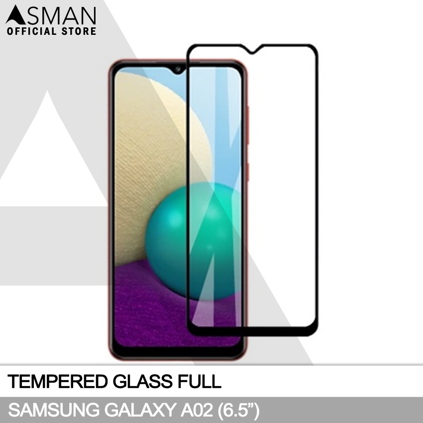 Tempered Glass Full Samsung Galaxy A02 (6.5&quot;) | Anti Gores Kaca - Hitam