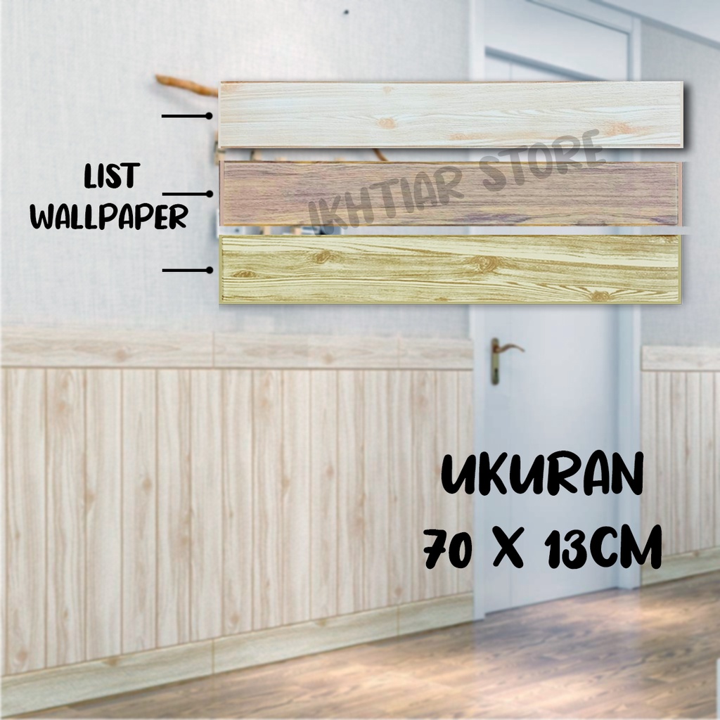 WALLPAPER BORDER LIST FOAM MOTIF KAYU 70X12CM / Wallpaper Border List Stiker Motif Kayu Stiker Dindi