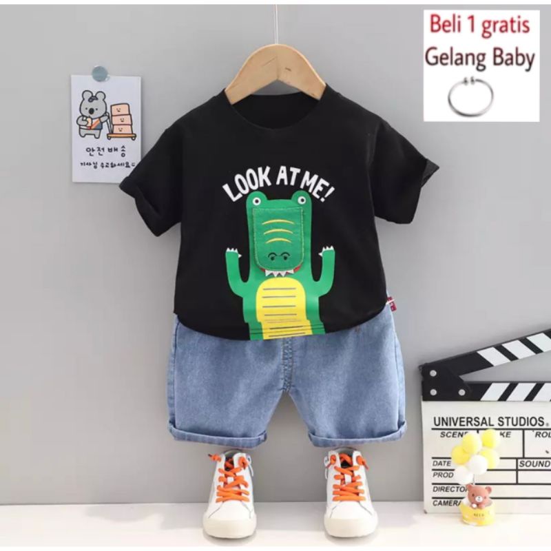 PROMO-SETELAN SOFT JEANS DENIM ANAK LAKI-LAKI DAN ANAK PEREMPUAN UMUR ANAK 1-5 TAHUN PAKAIAN BAJU MUSIM PANAS ANAK TERBARU 2022