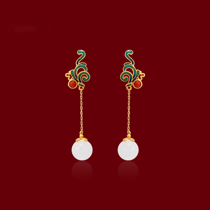 Heritage Ancient Hetian Jade Earrings Eardrops