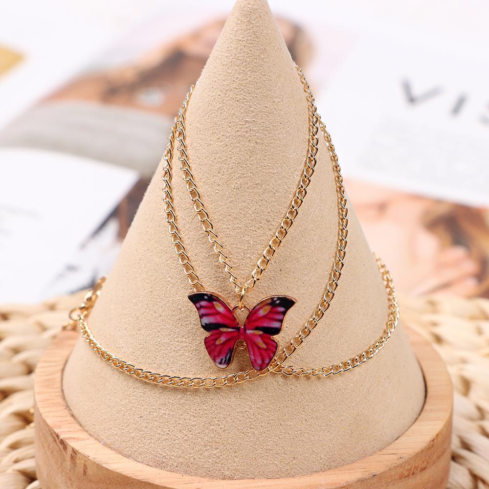 R-flower Butterfly Necklace Aksesoris Perhiasan Lucu Kalung Korea