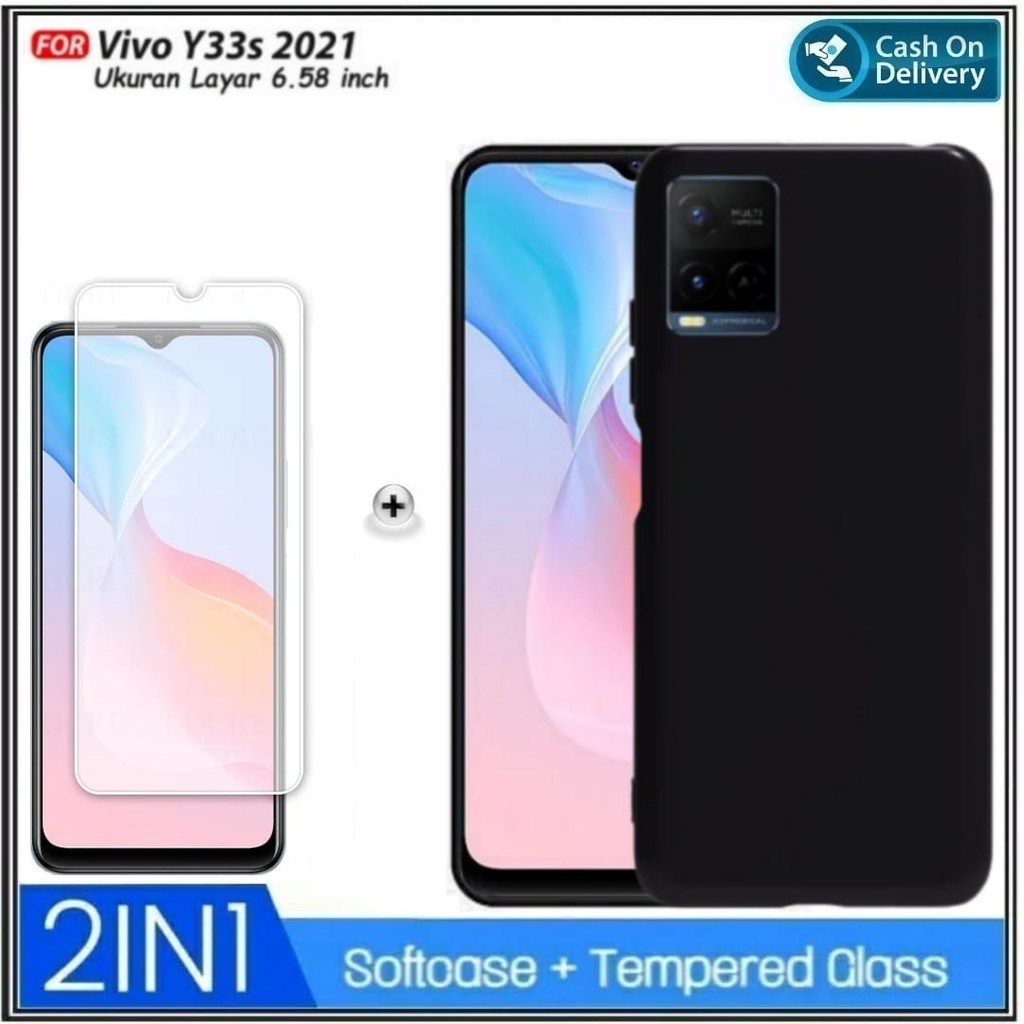 Case Vivo Y33s Soft Casing Free Tempered Glass Vivo Y33s