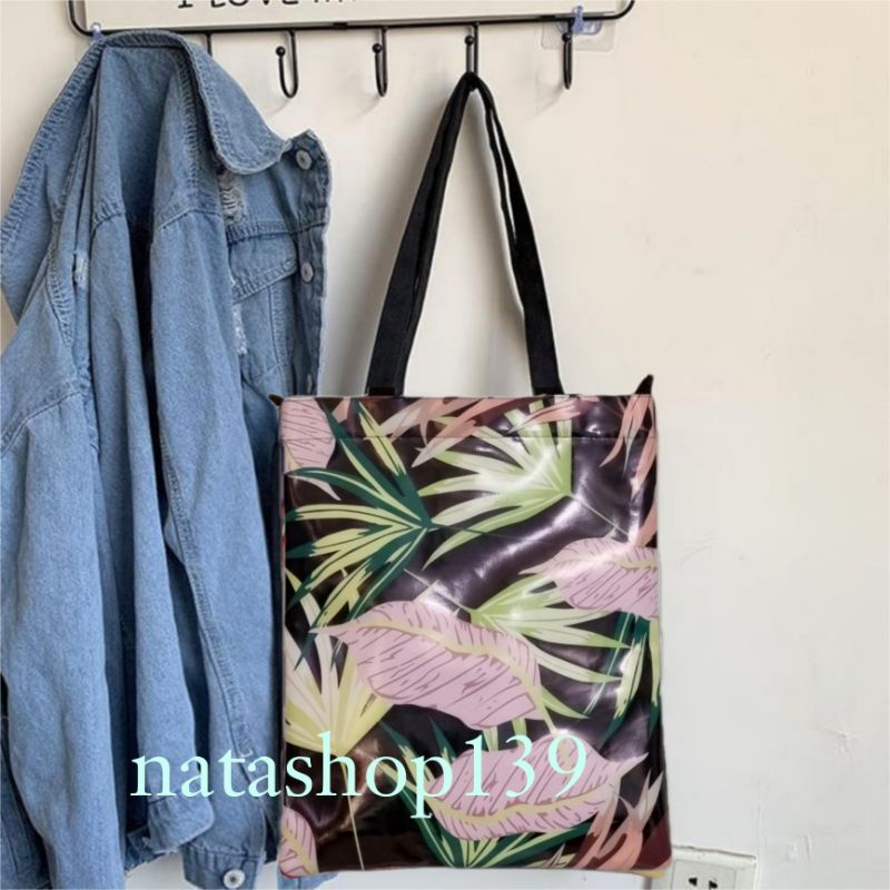 TOTE BAG Tas Jinjing Tas Bahu Motif Cantik Pakai Resleting Muat Laptop Tas Shopping Study Travel