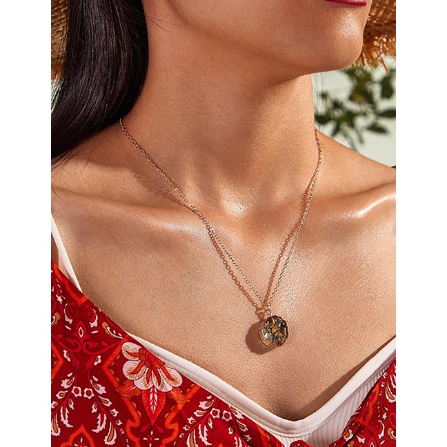 LRC Kalung Fashion Geometric Round Resin Alloy K4582X