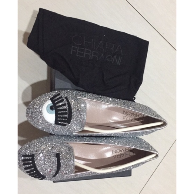 Chiara Ferragni Flirting Glitter Flat Shoes