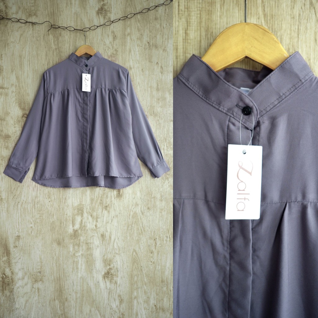 DANIA blouse by ZALFA OUTFIT / blouse polos / blouse wanita murah / blouse rayon-Grey (R.Twill)