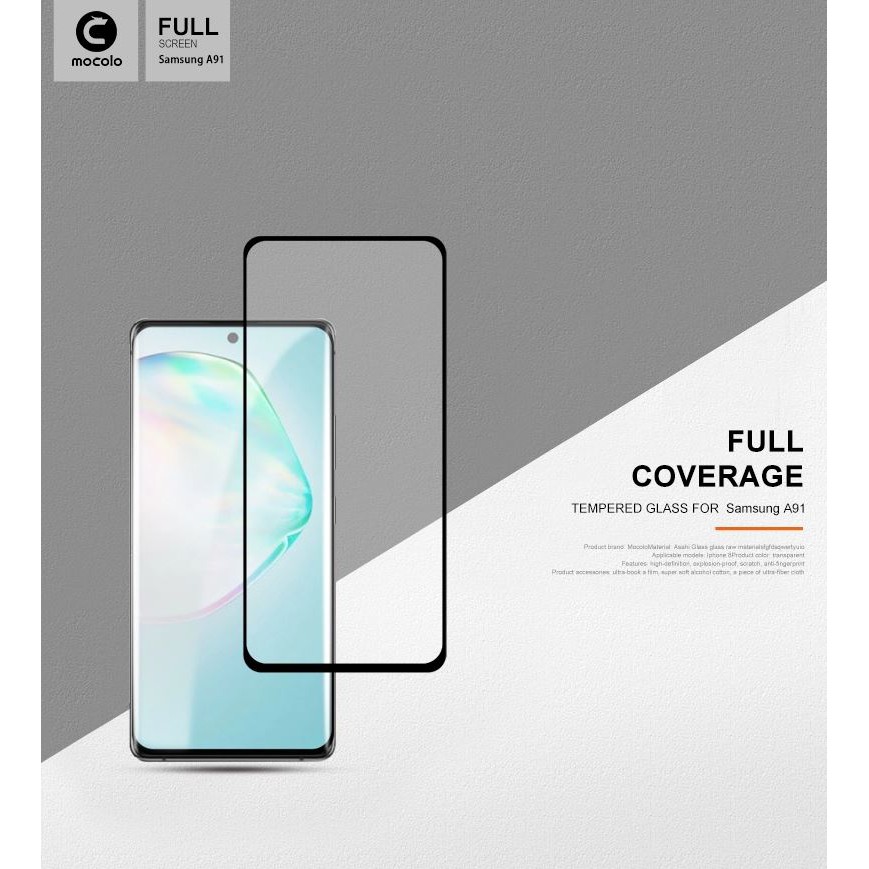 Mocolo Samsung A11 A21 A31 A51 A71 A91 Tempered Glass Full Screen Cover Edge Guard Oleophobic