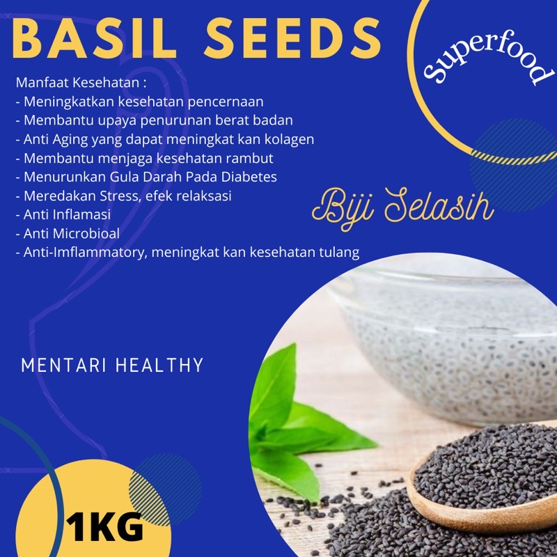 Biji Selasih 1Kg / Basil Seed 1KG / Selasih 1kg