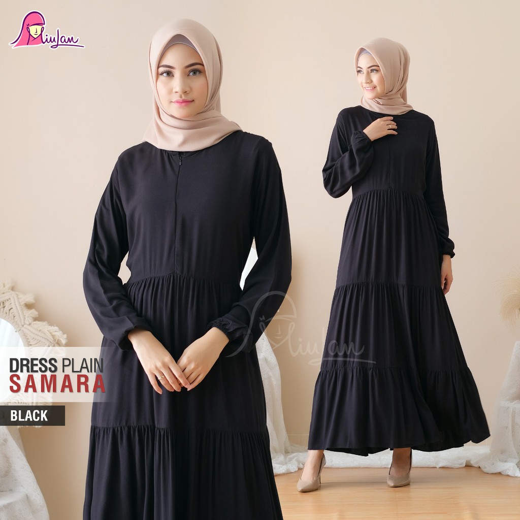 Dress Plain SAMARA Gamis Miulan Dewasa Original