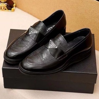 pantofel pria sepatu formal lv cowok hitam mirror quality kulit terbaru