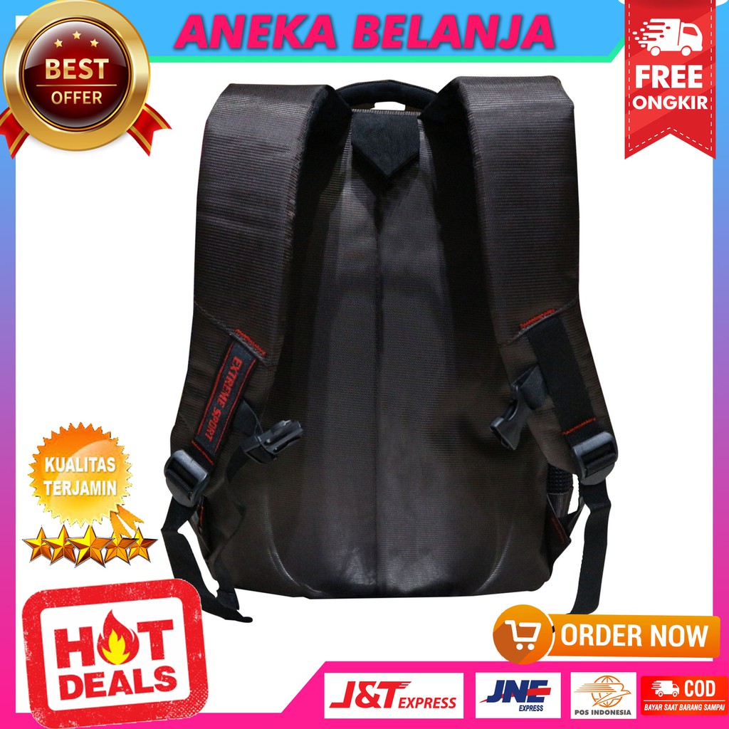 Stock Terbatas Backpack Casual Exteme Coklat Garis Putih Keren Stylish Tas Multifungsi Keren Trendy