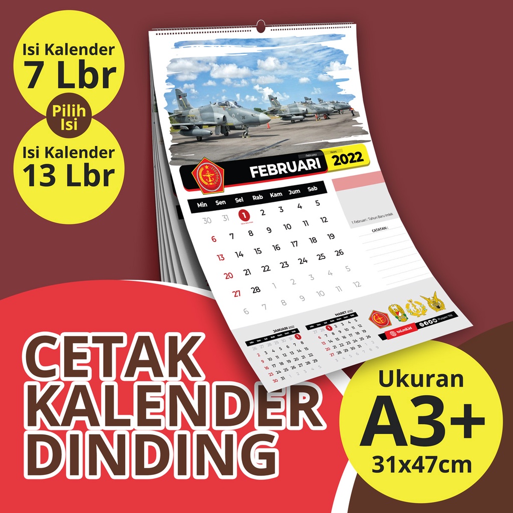 

Cetak Kalender Dinding Custom A3+, Isi 7 atau 13 lembar Art Paper 150
