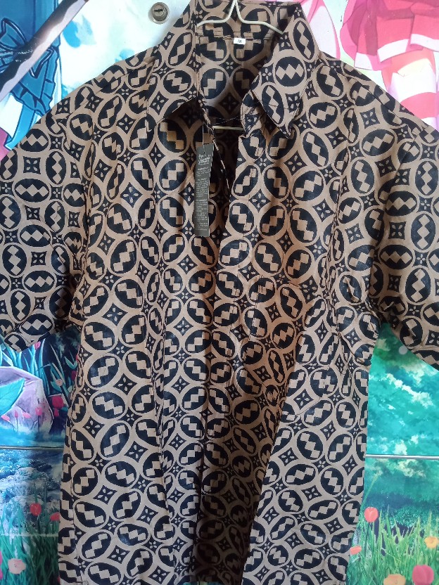 M L Xl Xxl 3l 4l 5l Bswart Batik Hrb026 Kenongo Hem Pendek Padi Pekalongan Batik Pria Murah Terlaris