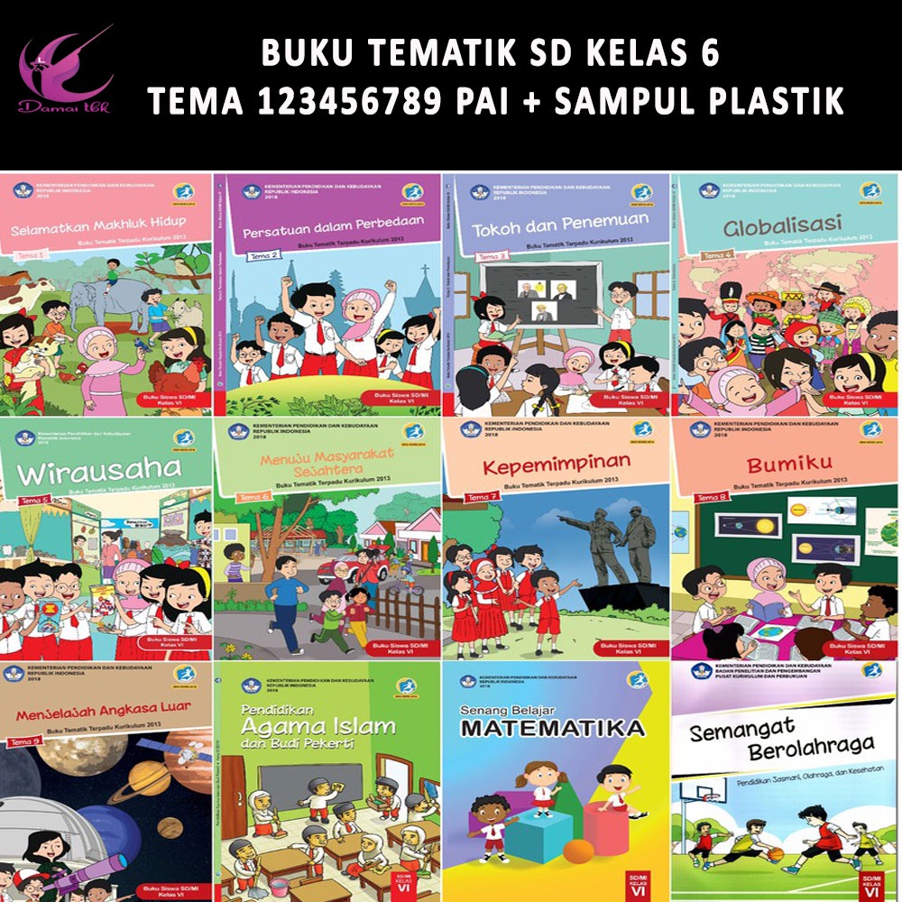 Buku Tematik Kelas 6 SD Tema 123456789 PAI + Sampul Plastik