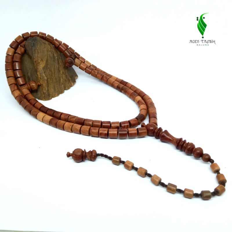 Tasbih Kayu Setigi Laut Asli Motif Tabung Size 8mm