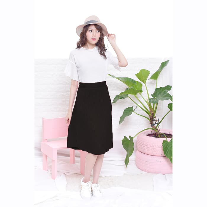 4070XE ROK PENDEK BAHAN KATUN R FORMAL KANTOR KERJA BIG  NOSH ROK PLISKET PANJANG SELUTUT ROSSI