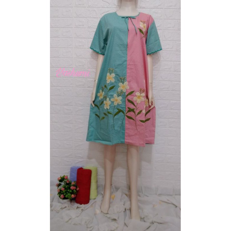 YASHUMI Daster Bordir Malangan Katun Premium Nik2 Peach Toska D301JP866 D302JP866